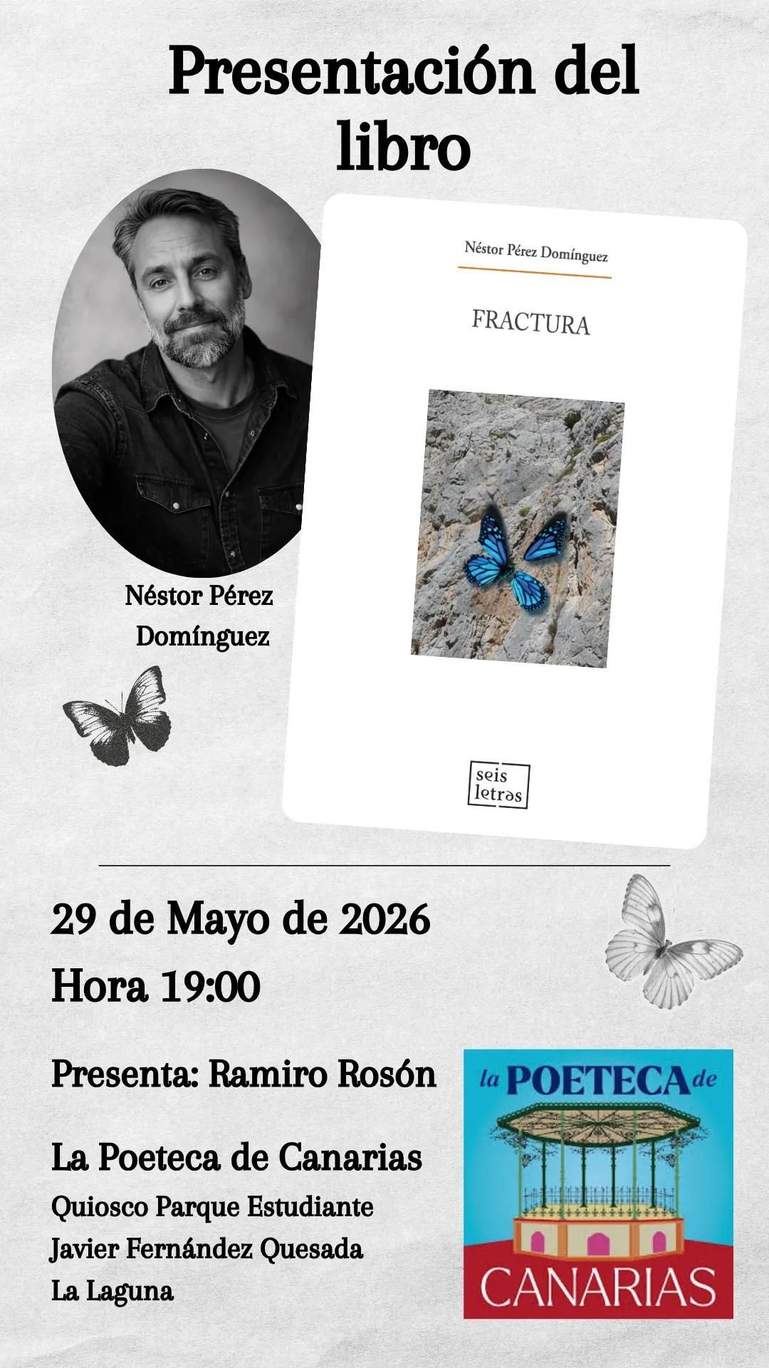 Poemario Fractura, de Néstor Pérez Domínguez.