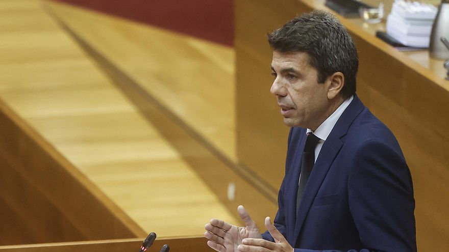 Carlos Mazón durante su comparecencia de este viernes.