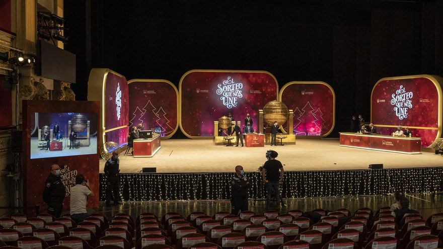 En este 2020, un vacío y desconocido aspecto del salón en el que se celebraba el Sorteo de Navidad