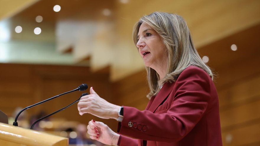 La portavoz del PP en el Senado, Alicia García, interviene durante una sesión plenaria en el Senado. REMITIDA / HANDOUT por PP