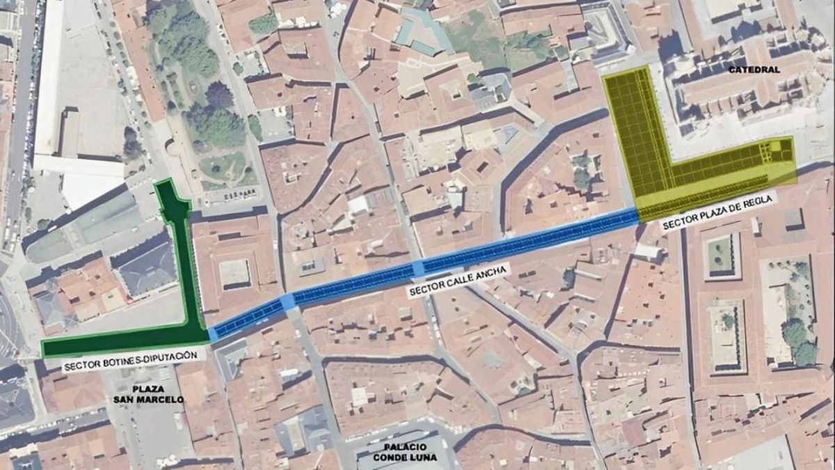 Junta y Ayuntamiento impulsan al cambio del suelo, con granito negro y dorado, de Botines, Calle Ancha y la Catedral por 3 millones