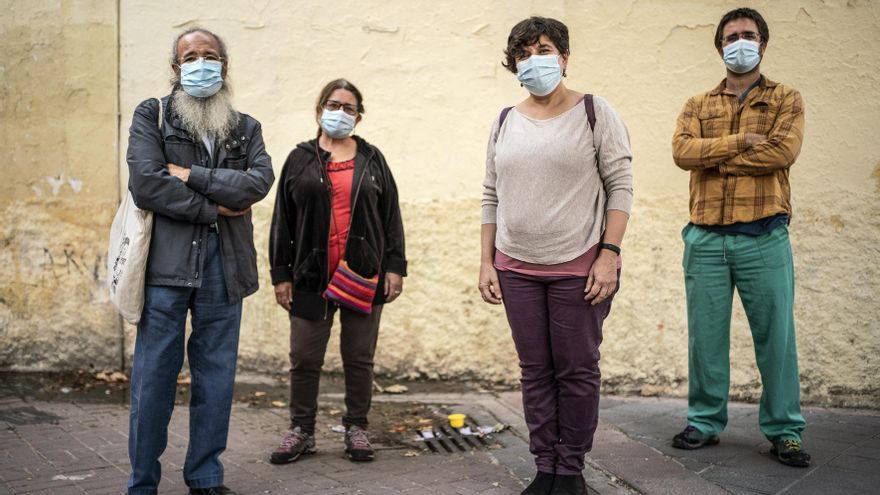 Luis, Maria José, Carmen y Daniel, del grupo de salud comunitaria constituido en el barrio de San Diego, Vallecas