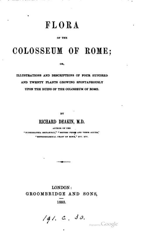 Edición de 1855 de “Flora del Coliseo de Roma”, de Richard Deakin.