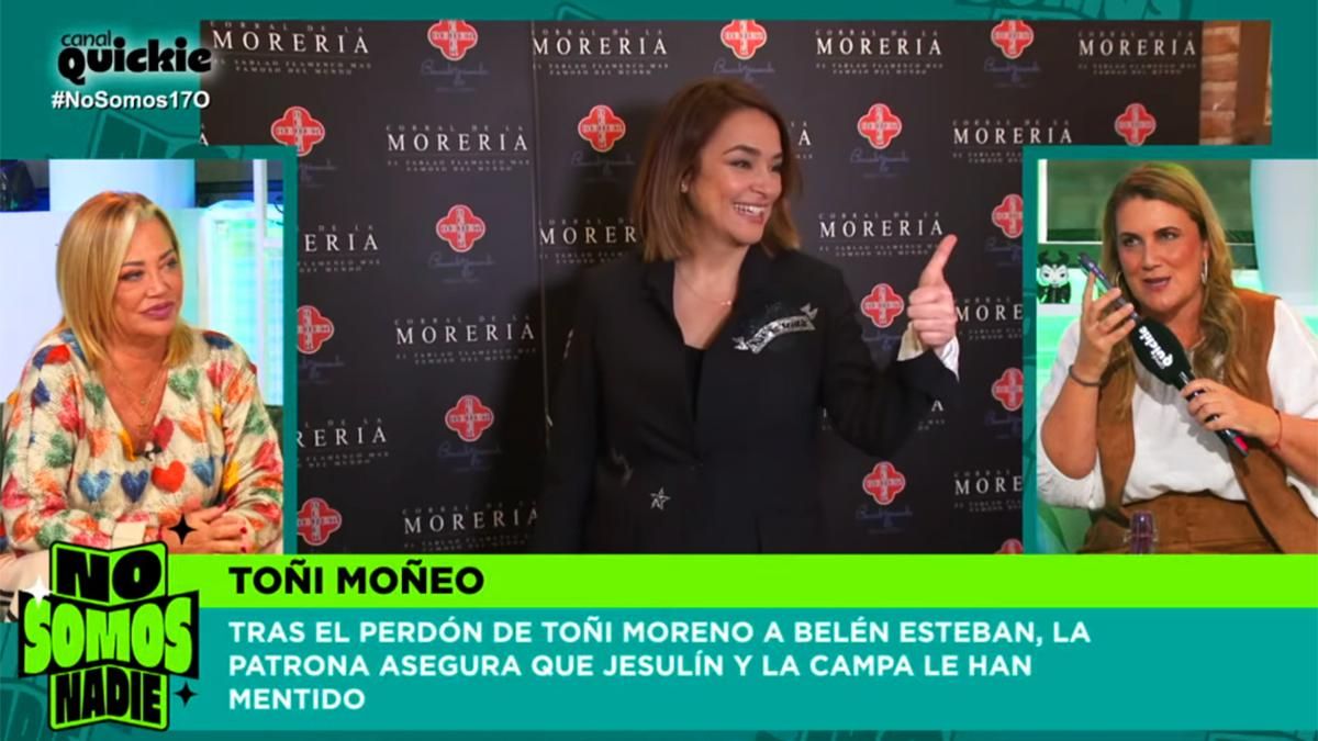 Toñi Moreno entró en directo en 'No somos nadie' para pedir perdón a Belén Esteban: "Me equivoqué"