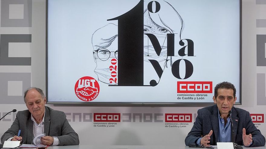 Los secretarios generales de CCOO Castilla y León, Vicente Andrés, y su homólogo en UGT, Faustino Temprano