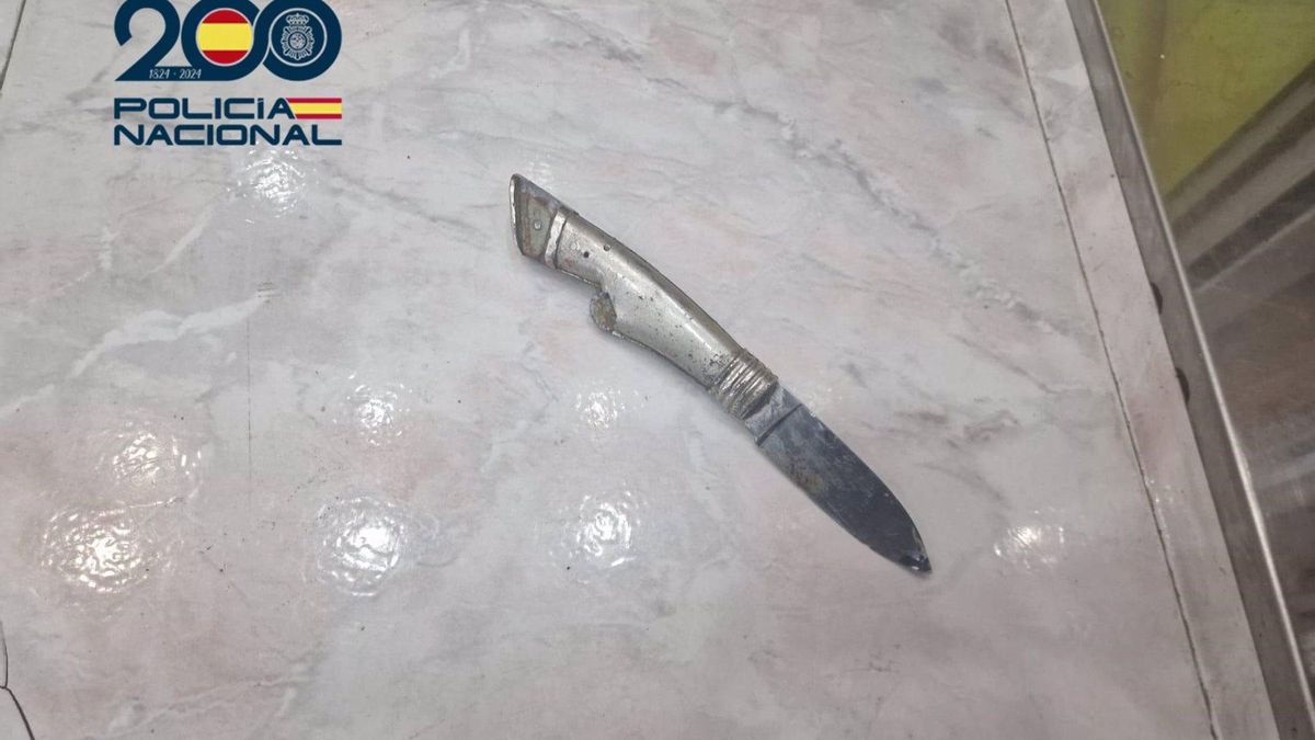 Cuchillo incautado al detenido.