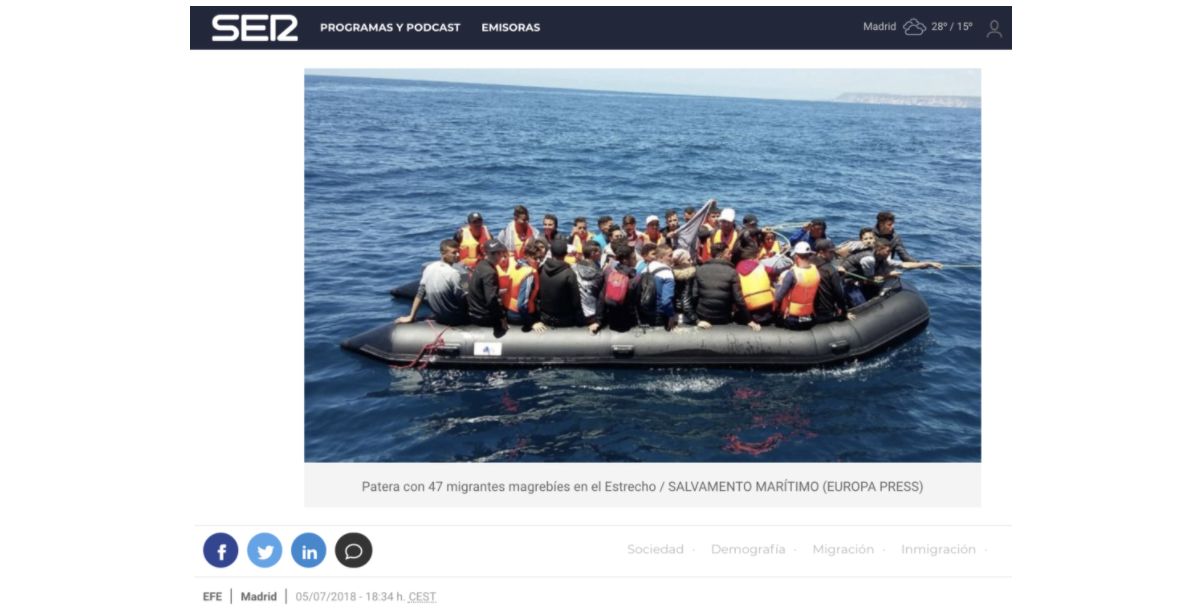 Fotografía publicada en 2018 por Salvamento Marítimo.