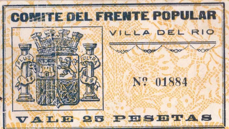 Vale emitido por el Frente Popular en Villa del Río