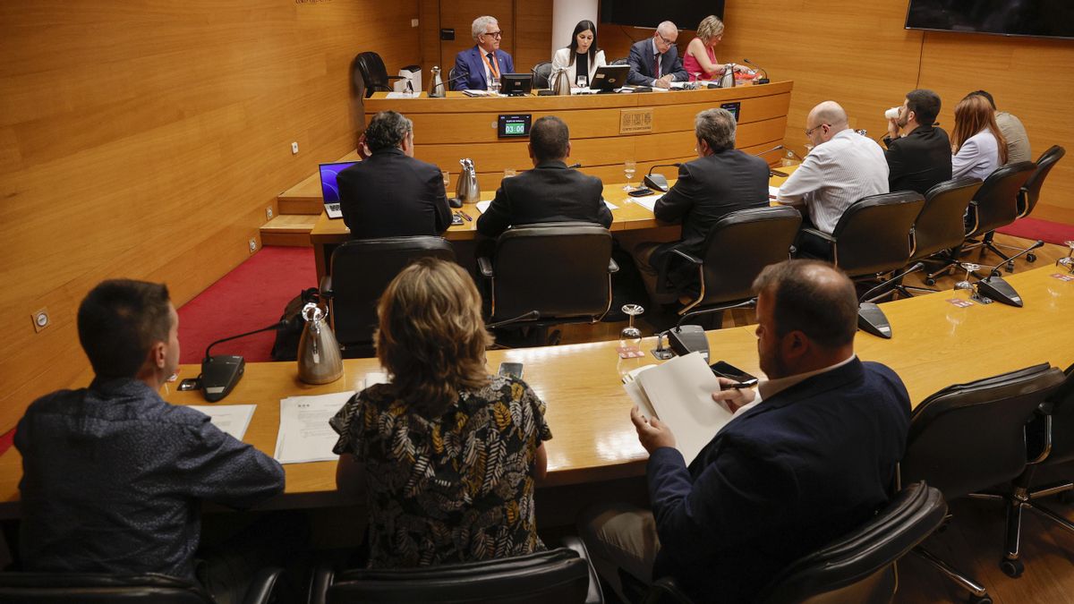 Momento de una sesión de la comisión de Les Cotrs Valencianes que investiga la dana del 29-O