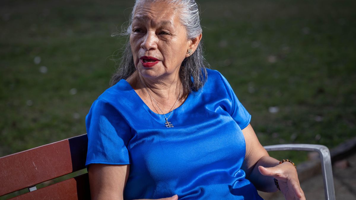 Maria de Lourdes Ruiz Bravo ou "A mãe da Lulu" durante uma entrevista em Barcelona.