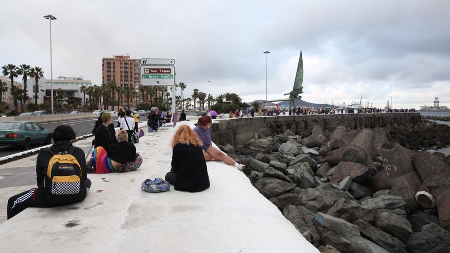 Cadena humana en Las Palmas de Gran Canaria. ALEJANDRO RAMOS.