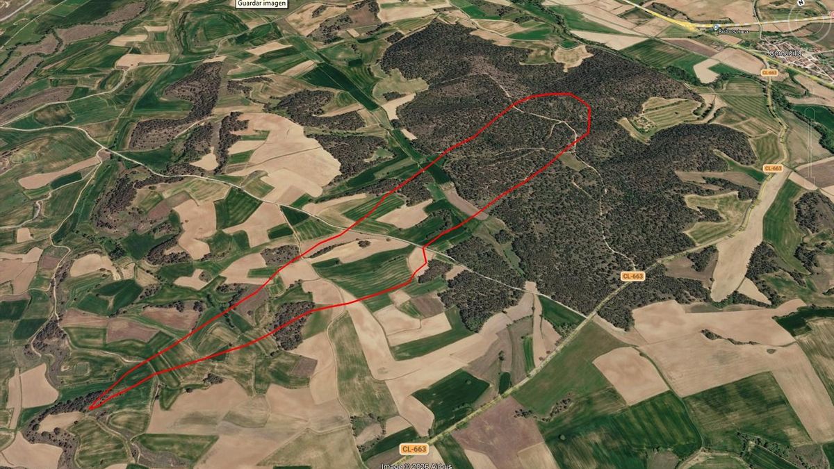 Perímetro estimado del incendio de Salas de Bureba.