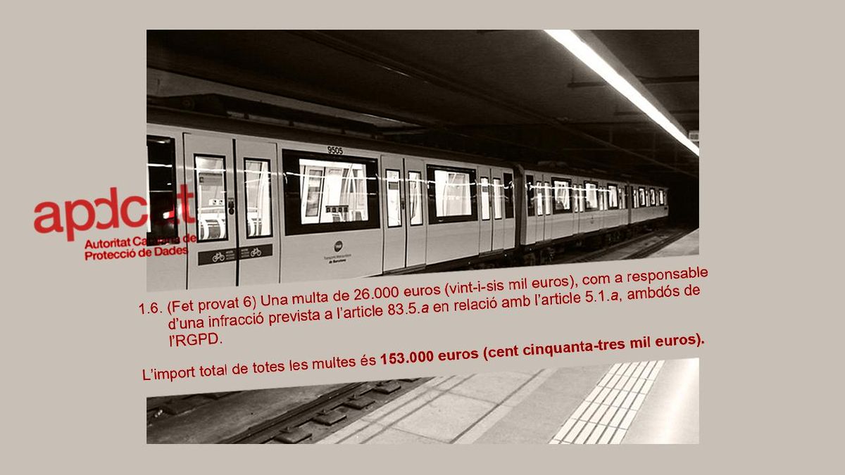 Multa de 153.000 euros a la empresa de metro y bus de Barcelona por exponer datos confidenciales de sus empleados