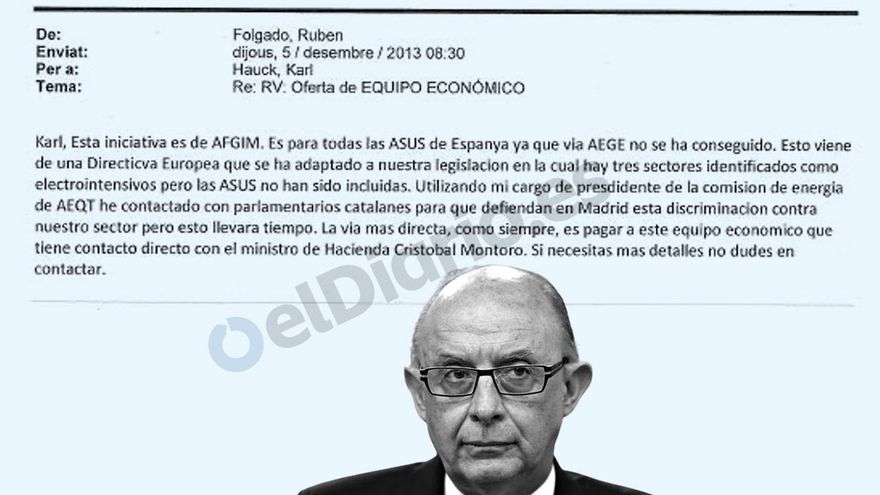 El correo que originó el caso Montoro: “La vía directa es pagar a Equipo Económico que tiene contacto directo con el ministro”