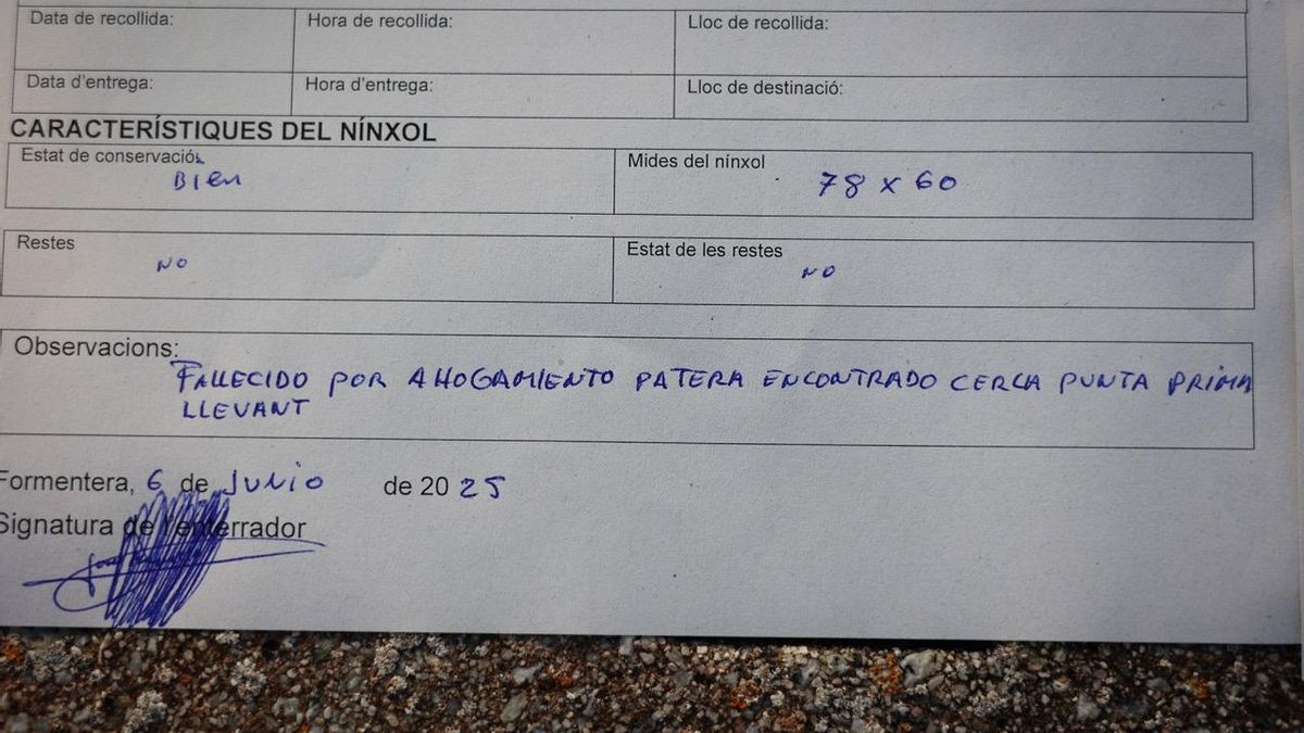 Orden de servicios funerarios para enterrar al último cuerpo rescatado del mar en Formentera.
