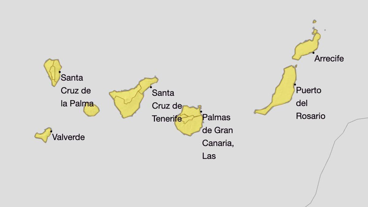 Toda Canarias, de nuevo en aviso amarillo de Aemet