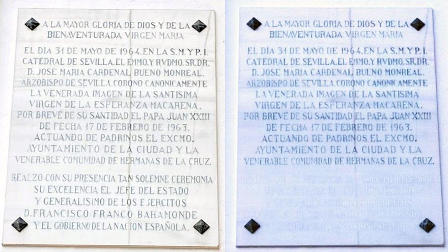 La hermandad de la Macarena borra de su basílica la última referencia a Franco
