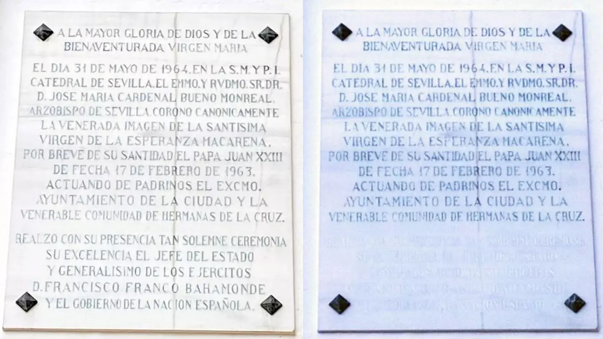 La hermandad de la Macarena borra de su basílica la última referencia a Franco