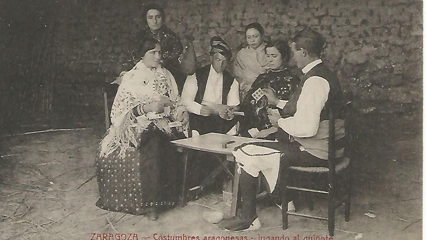 Postales aragonesas. Zaragoza. Costumbres aragonesas. Jugando al guiñote