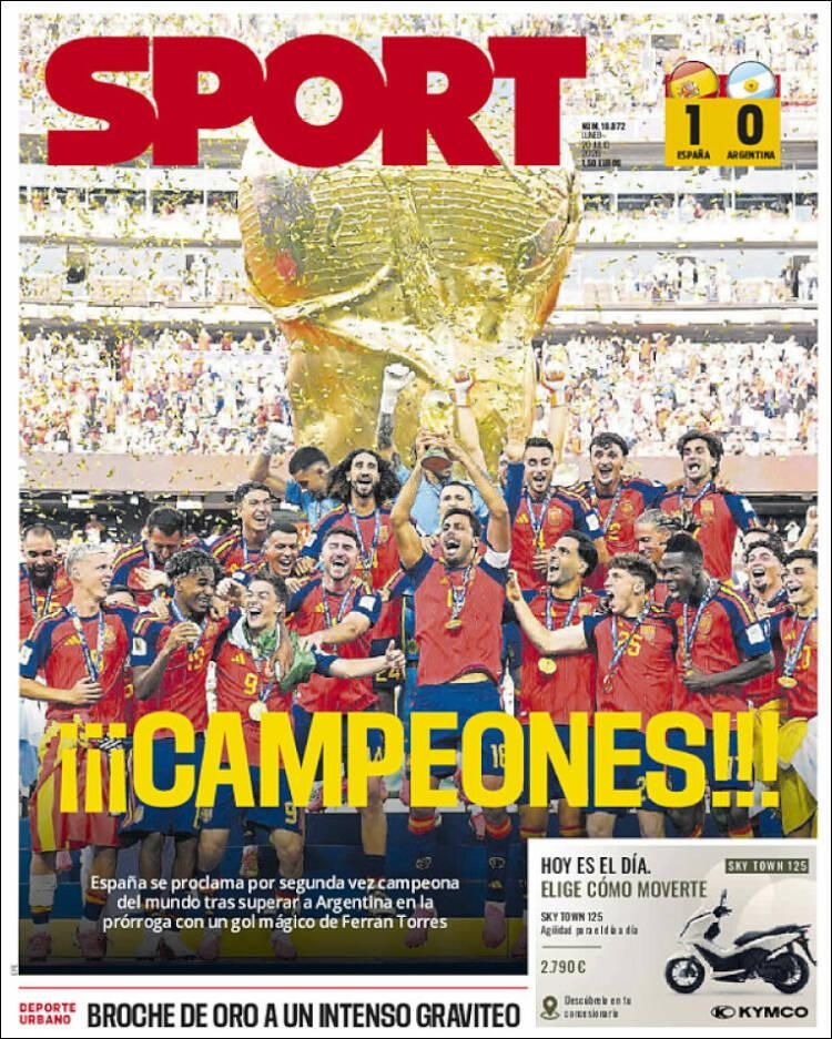 Las lágrimas de Messi y el título de España, en las tapas de los diarios del mundo