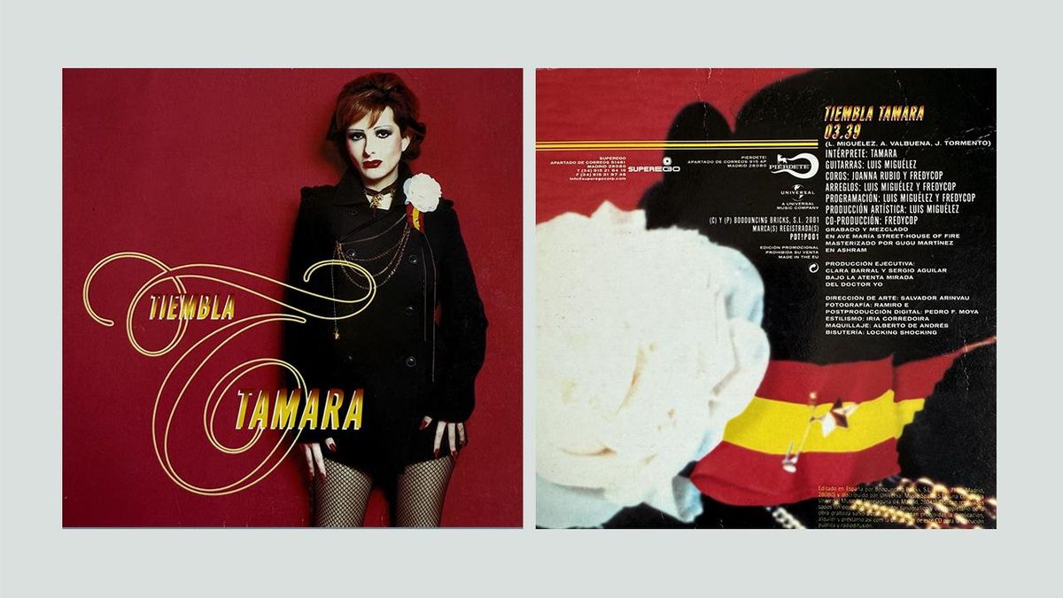 La primera portada de 'Tiembla Tamara', con el accesorio luciendo una bandera de España