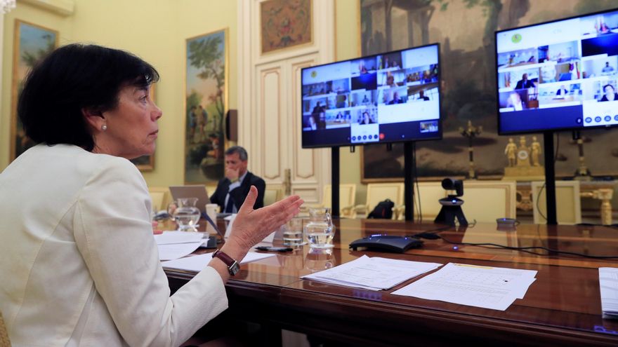 La ministra de Educación, Isabel Celaá, durante una reunión de la Conferencia Sectorial de Educación por videoconferencia. EFE/Fernando Alvarado/Archivo