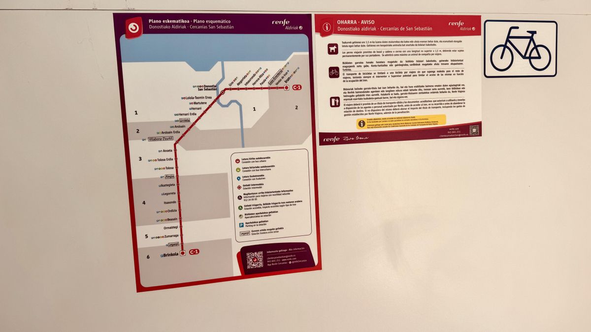 Rótulos de la línea de Cercanías de Donostia