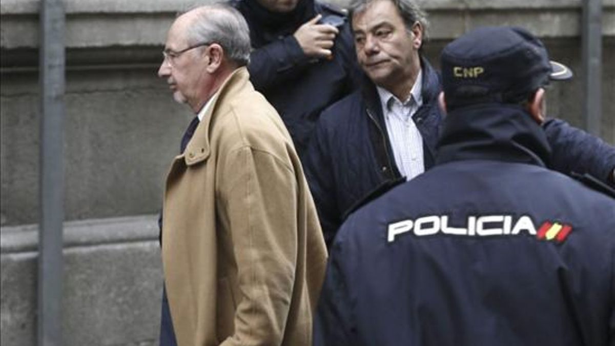 Rodrigo Rato llega a la Audiencia Nacional para declarar como imputado / EFE
