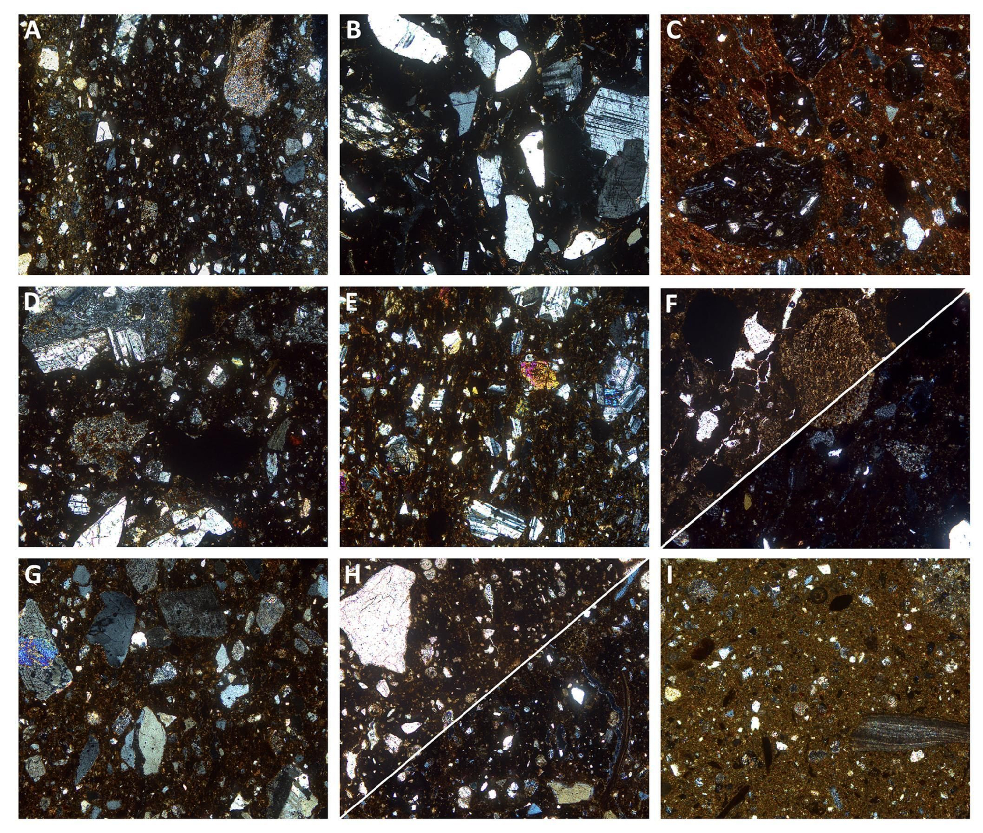 Estructuras petrográficas identificadas mediante el análisis de las 23 muestras cerámicas recuperadas del pozo de Nuraghe Barru.