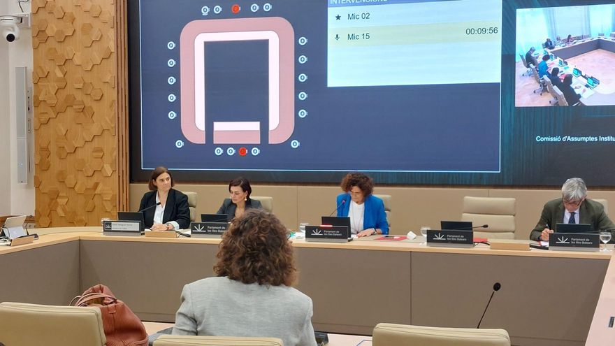 La directora de la Oficina Balear de la Infancia y la Adolescencia (OBIA), Esther Balaguer, en la Comisión de Asuntos Institucionales y Generales.