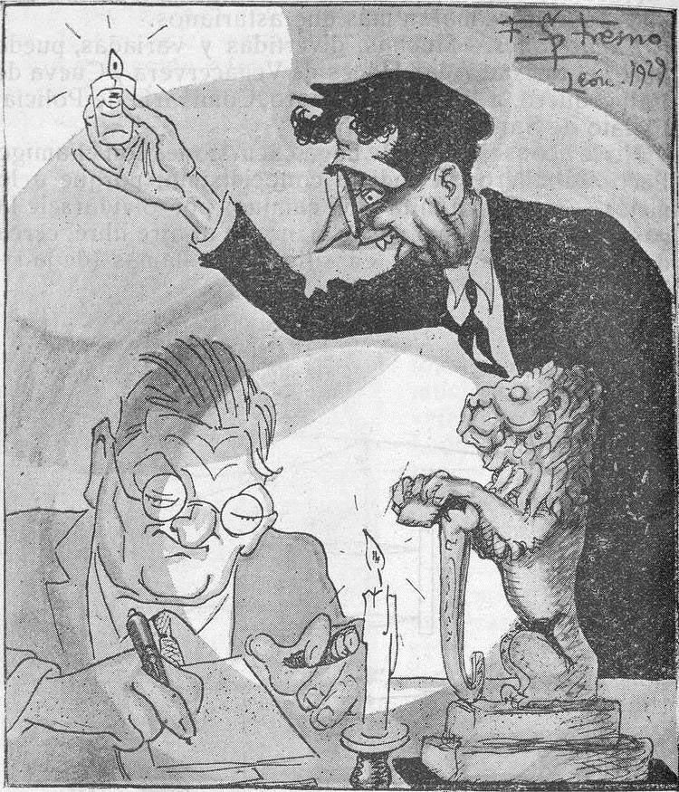 Bujía (Ángel Suárez Ema, abajo) y Lamparilla (Carmelo Hernández Moros, arriba), en una caricatura de 1929.