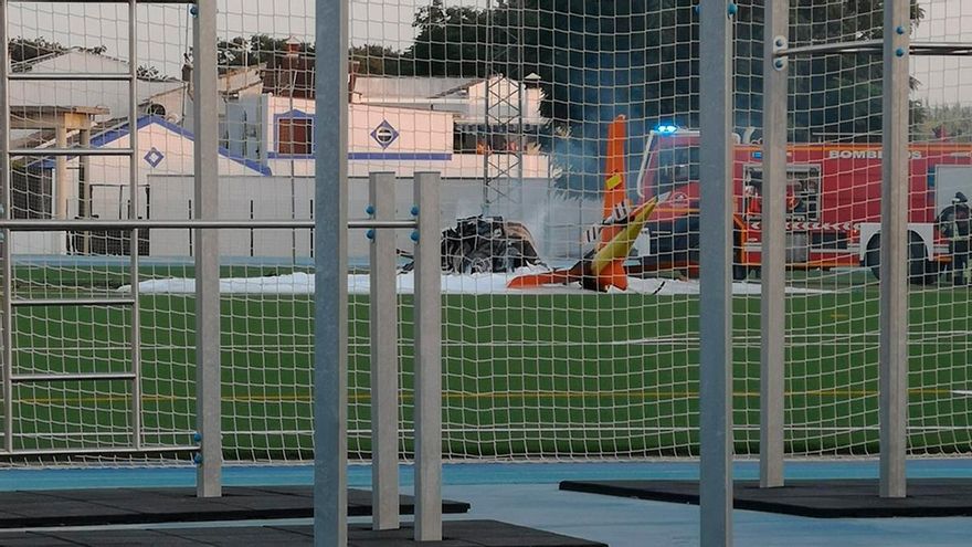 El CD Egabrense-Ciudad de Lucena, suspendido por el incendio de un helicóptero del 061