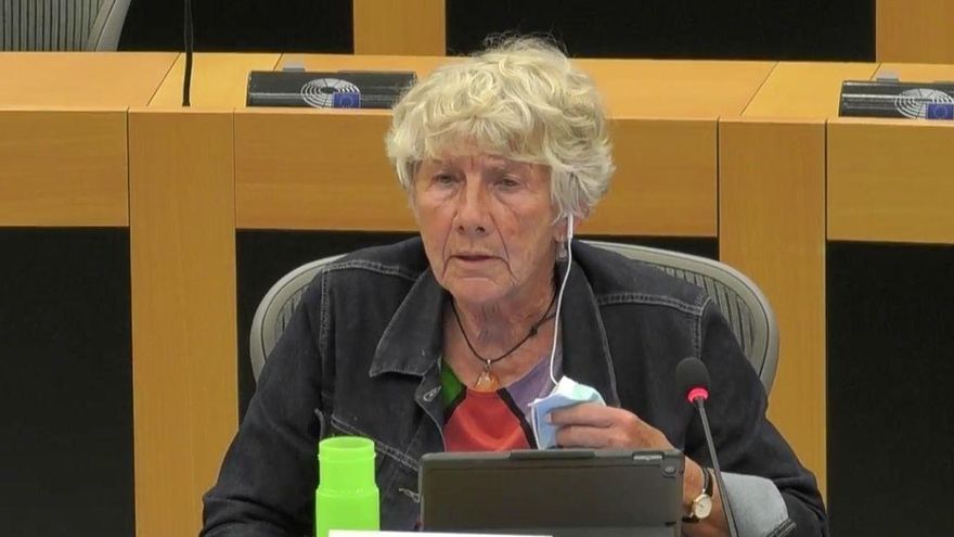 La eurodiputada verde Margrete Auken durante la sesión de la Comisión de Peticiones del Parlamento Europeo.