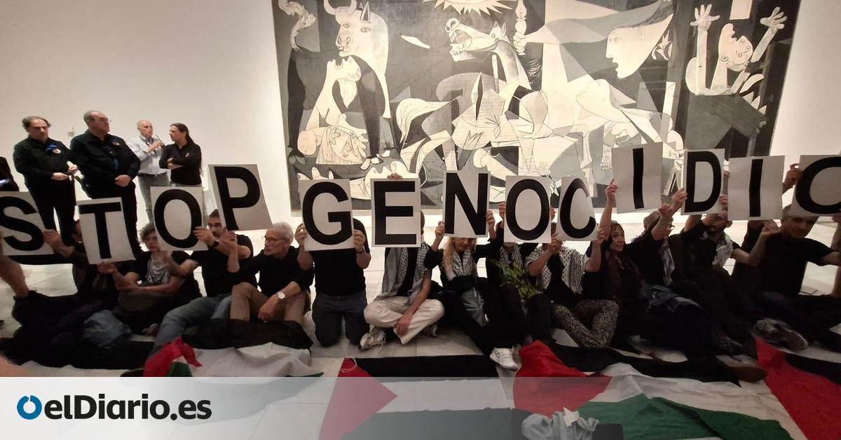 Activistas denuncian frente al 'Guernica' que el genocidio en Gaza no ha parado: “Sin justicia no puede haber paz”