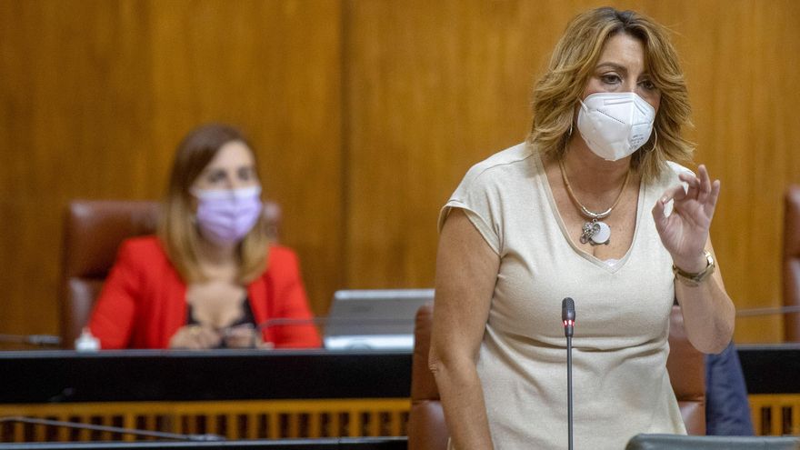 Susana Díaz durante su intervención en una sesión de control al Gobierno andaluz